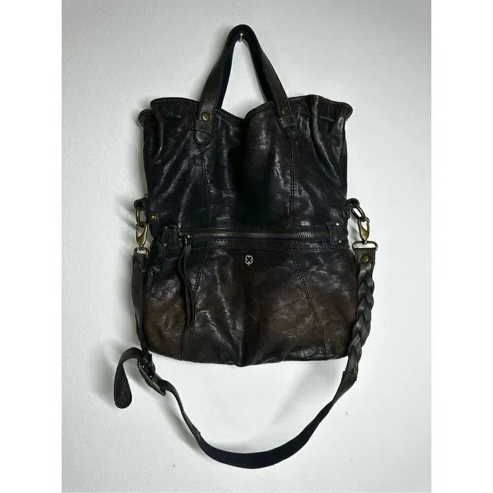 Lucky Brand Black Italian Lamb Leather Shoulder Crossbody Bag